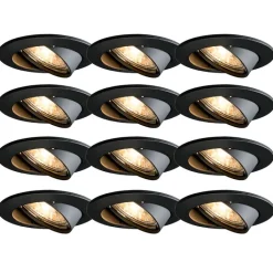 QAZQA Schlafzimmerlampen|Küchenlampen*12er Set moderne Einbaustrahler schwarz schwenkbar - Edu