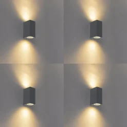 QAZQA Gartenbeleuchtung|Außenwandleuchten*4er Set moderne Wandleuchten anthrazit IP44 - Baleno II