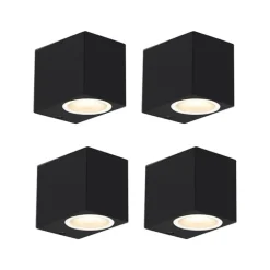 QAZQA Gartenbeleuchtung|Außenwandleuchten*4er Set moderne Wandleuchten schwarz IP44 - Baleno I