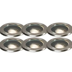 QAZQA Gartenbeleuchtung|Bodenstrahler Außen*6er Set Outdoor Bodenstrahler Edelstahl IP65 - Delux