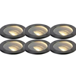 QAZQA Gartenbeleuchtung|Bodenstrahler Außen*6er Set Outdoor Bodenstrahler schwarz einstellbar IP65 - Delux