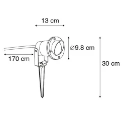 QAZQA Gartenbeleuchtung|Außenstrahler*3er Set Pin Spots schwarz inkl. Kabel und Stecker IP65 - Fertig