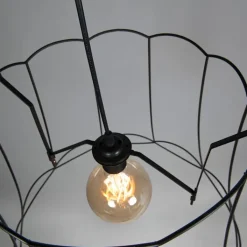 QAZQA Pendelleuchten|Wohnzimmerlampen*2er Set Retro Hängelampen schwarz 50 cm - Granny Frame