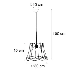 QAZQA Pendelleuchten|Wohnzimmerlampen*2er Set Retro Hängelampen schwarz 50 cm - Granny Frame