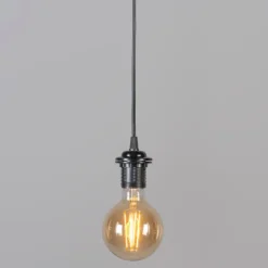 QAZQA Pendelleuchten|Wohnzimmerlampen*2er Set Retro Hängelampen schwarz 50 cm - Granny Frame