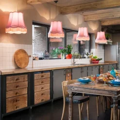 QAZQA Pendelleuchten|Wohnzimmerlampen*4er Set Retro Hängeleuchten pink 45 cm - Granny