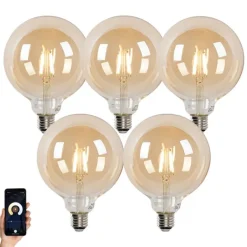 LUEDD Preisvorteil Auf Leuchtmittel|Led Lampen*5er Set Smart LED-Glühbirnen E27 G125 Gold 4,9W 470lm 1800-4000K
