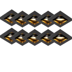 QAZQA Smarte Einbaustrahlers|Smarte Spots*10er Set smarte Einbaustrahler schwarz inkl. Wifi GU10 - Qure