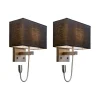 QAZQA Wandleuchten|Wohnzimmerlampen*2er Set Wandlampen aus Stahl mit Schirm, Lesearm inkl. LED - Bergamo