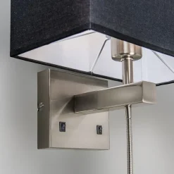 QAZQA Wandleuchten|Wohnzimmerlampen*2er Set Wandlampen aus Stahl mit Schirm, Lesearm inkl. LED - Bergamo