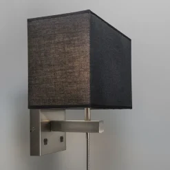 QAZQA Wandleuchten|Wohnzimmerlampen*2er Set Wandlampen aus Stahl mit Schirm, Lesearm inkl. LED - Bergamo