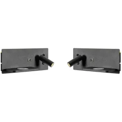 QAZQA Professional Schlafzimmerlampen|Wohnzimmerlampen*2er Set Wandleuchte schwarz inkl. LED mit USB und Induktionsladegerät - Riza