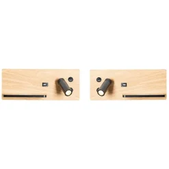 QAZQA Professional Schlafzimmerlampen|Led-Wandleuchten*2er Set Wandleuchte Schwarz mit Holz inkl. LED mit USB und Induktionsladegerät - Riza