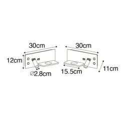 QAZQA Professional Schlafzimmerlampen|Led-Wandleuchten*2er Set Wandleuchte Schwarz mit Holz inkl. LED mit USB und Induktionsladegerät - Riza