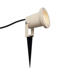 QAZQA Gartenbeleuchtung|Außenstrahler*Erdspießstrahler Beige GU10 50mm Verstellbar IP65 Inkl. Kabel und Stecker - Basic