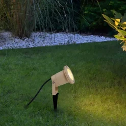 QAZQA Gartenbeleuchtung|Außenstrahler*Erdspießstrahler Beige GU10 50mm Verstellbar IP65 Inkl. Kabel und Stecker - Basic