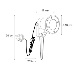 QAZQA Gartenbeleuchtung|Außenstrahler*Erdspießstrahler Beige GU10 50mm Verstellbar IP65 Inkl. Kabel und Stecker - Basic