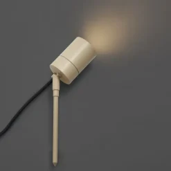 QAZQA Gartenbeleuchtung|Außenstrahler*Erdspießstrahler Creme GU10 50mm Verstellbar IP44 Inkl. Kabel und Stecker - Solo