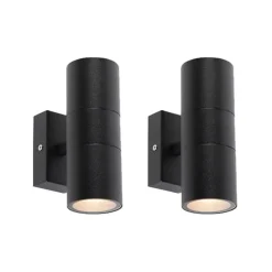 QAZQA Gartenbeleuchtung|Wandleuchten*2er-Set Außenwandleuchten schwarz IP44 - Duo