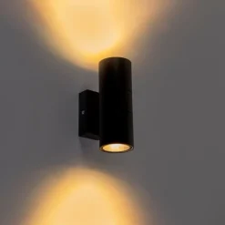 QAZQA Gartenbeleuchtung|Wandleuchten*2er-Set Außenwandleuchten schwarz IP44 - Duo