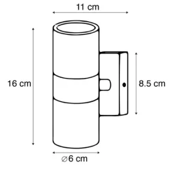 QAZQA Gartenbeleuchtung|Wandleuchten*2er-Set Außenwandleuchten schwarz IP44 - Duo