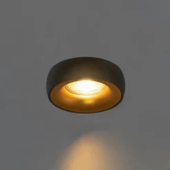 QAZQA Einbaustrahler|Wohnzimmerlampen*6er-Set Design-Einbaustrahler Schwarz mit goldener Innenseite - Mooning