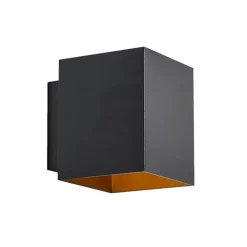 QAZQA Schlafzimmerlampen|Küchenlampen*2er-Set Design-Wandleuchten schwarz und gold quadratisch - Sola