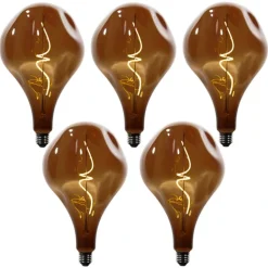 LUEDD Preisvorteil Auf Leuchtmittel|Led Lampen*5er-Set dimmbare E27 LED-Glühbirnen PS160 Braun 4W 120 lm 1800K