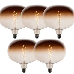 LUEDD Preisvorteil Auf Leuchtmittel*5er-Set dimmbare E27 LED-Glühbirnen G220 Braun 4,9W 130 lm 1800K