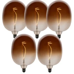 LUEDD Preisvorteil Auf Leuchtmittel|Led Lampen*5er-Set E27 Dimmbare LED-Glühbirnen G170 Braun 4,9W 130 lm 1800K