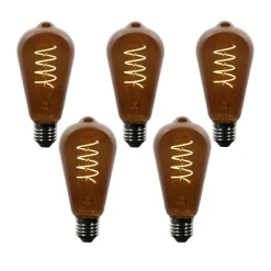LUEDD Preisvorteil Auf Leuchtmittel|Led Lampen*5er-Set E27 Dimmbare LED-Glühbirnen ST64 Braun 4W 100 lm 1800K