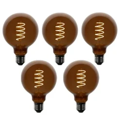 LUEDD Preisvorteil Auf Leuchtmittel|Led Lampen*5er-Set E27 Dimmbare LED-Glühbirnen G95 Braun 4W 120 lm 1800K
