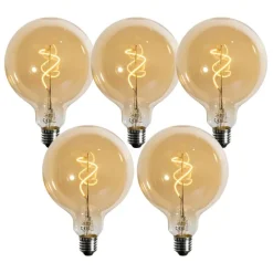 LUEDD Preisvorteil Auf Leuchtmittel|Filament Lampen*5er-Set E27 Dimmbare LED-Glühbirnen Spiralfilament Gold G125 4W 270 lm 2200K