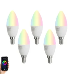 LUUMR Preisvorteil Auf Leuchtmittel|Smarte Glühbirnen*5er-Set E14 Dimmbare LED-Lampen C37 Opal 4,9W 470 lm 2700-6500K