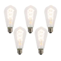 LUEDD Preisvorteil Auf Leuchtmittel|Led Lampen*5er-Set E27 LED Spiral Filament Glühbirnen ST64 5W 400 lm 2200K