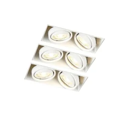 QAZQA Einbaustrahler|Wohnzimmerlampen*3er-Set Einbaustrahler weiß GU10 schwenkbar randlos 2-flammig - Oneon