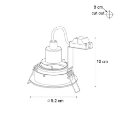 QAZQA Einbaustrahler|Wohnzimmerlampen*6er-Set moderne Einbaustrahler Gunmetal GU10 50mm Rund Neigbar - Chuck