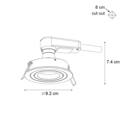 QAZQA Schlafzimmerlampen|Küchenlampen*6er-Set moderne Einbaustrahler Gunmetal GU10 50mm rund schwenkbar - Rondoo