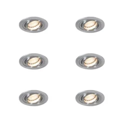 QAZQA Einbaustrahler|Wohnzimmerlampen*6er-Set moderne Einbaustrahler Stahl - Rondoo