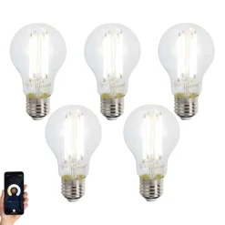 LUUMR Preisvorteil Auf Leuchtmittel|Led Lampen*5er-Set Smart E27 Dimmbare LED-Glühbirnen A60 Klar 7W 806 lm 2700-6500K