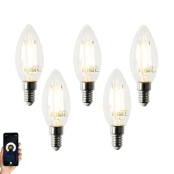 LUEDD Preisvorteil Auf Leuchtmittel|Smarte Glühbirnen*5er-Set Smart E14 LED-Lampen B35 4,5W 470 lm 2700K