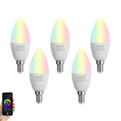 LUUMR Preisvorteil Auf Leuchtmittel|Smarte Glühbirnen*5er-Set Smart E14 LED-Lampen C37 Opal RGBW 4,9W 470 lm 2700-6500K