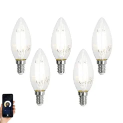 LUUMR Preisvorteil Auf Leuchtmittel|Smarte Glühbirnen*5er-Set Smart E14 LED-Lampen C35 Klar 4.2W 470 lm 2700-6500K