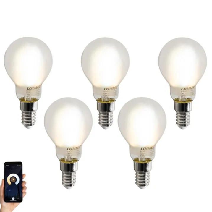 LUUMR Preisvorteil Auf Leuchtmittel|Smarte Glühbirnen*5er-Set Smart E14 LED-Lampen P45 Matt 4,2 W 470 lm 2700-6500 K