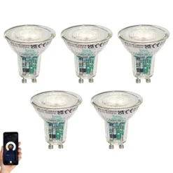 LUEDD Preisvorteil Auf Leuchtmittel|Smarte Glühbirnen*5er-Set Smart GU10 50mm LED-Lampen Klar 4,7W 345 lm 2200-4000K