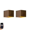 QAZQA Smarte Wandleuchten|Wandleuchten*2er-Set Smart Wandleuchten Dunkelbronze 8 cm Inkl. Wifi G9 - Transfer