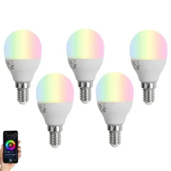 LUUMR Preisvorteil Auf Leuchtmittel|Smarte Glühbirnen*5er-Set smarte, dimmbare E14-LED-Lampen G45 Opal 4,9 W 470 lm 2700-6500 K