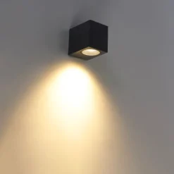 QAZQA Badezimmerlampen|Außenwandleuchten*3er-Set smarte Wandleuchten schwarz GU10 50mm IP44 - Baleno