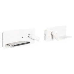 QAZQA Professional Schlafzimmerlampen|Wohnzimmerlampen*2er-Set Wandleuchten weiß inkl. LED mit USB und Induktionsladegerät - Riza