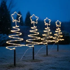 QAZQA Gartenbeleuchtung|Led-Außenleuchten*4er-Set Weihnachtsbaum-Gartenstecker weiß inkl. LED IP44 - Puno